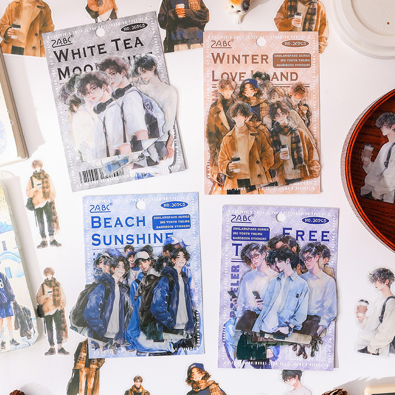 

30 pcs big size cool boy theme DIY collage decorative sticker Scrapbooking Material handmade Diary Album Junk Journal Supplies