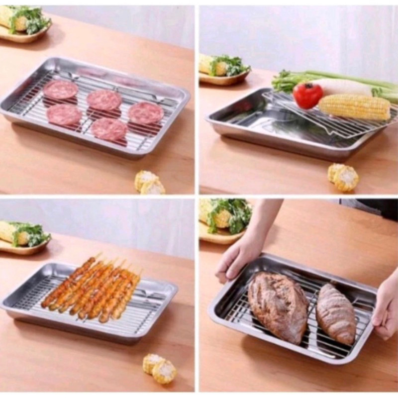 Nampan Tirisan Minyak Gorengan Stainless / Peniris Persegi / Coolingtray / Peniris Makanan Nampan /