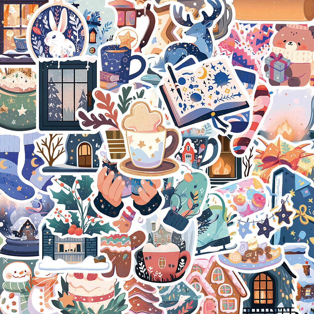 

10/30/50PCS Cartoon Winter Christmas Graffiti Stickers Decals DIY Phone Scrapbook Luggage Helmet Kid Toy Cute Waterproof Sticker