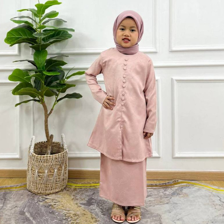 PRILLY BUSANA - Rosalie Set Kurung Anak Couple - Kurung Melayu - Seragaman Bahan Embos - Malaysia