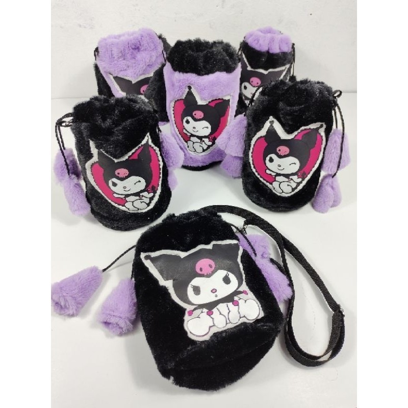 tas selempang wanita kuromi muat dompet dan hp bahan bulu