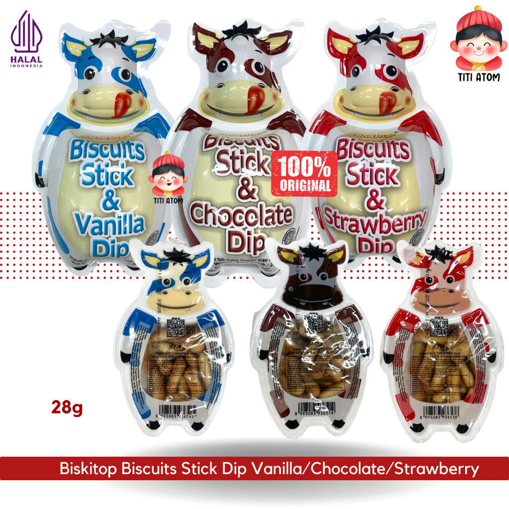 

Biskitop Biscuit Stick Sapi Coklat Vanilla Strawberry Keju Dip Snack 28g