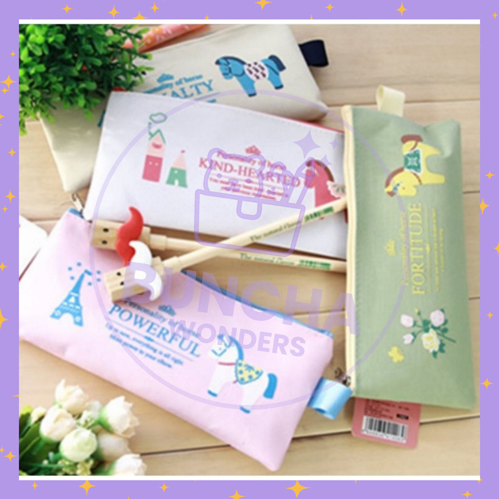 

BW PROMO - Tempat Pensil Pulpen Kain Kanvas Karakter Horse Import Lucu Kotak Serbaguna Motif