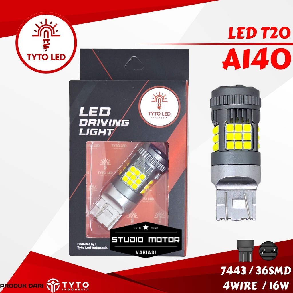 TYTO LED A140 Lampu Mobil Soket T20 7443 16Watt 36Mata Dc 12v 4wire