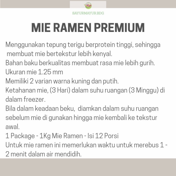 

Mie Ramen Mentah Halal Isi 12 Porsi