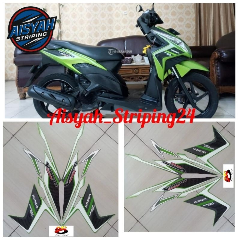 Striping stiker sticker LIS LES MOTOR HONDA VARIO TECNO ABDSOLUTE MATIC 110 2011 HIJAU STANDAR