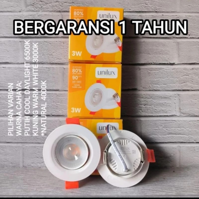 UNILUX DOWNLIGHT LED SPOTLIGHT 3WATT LAMPU - GARANSI 1 TAHUN