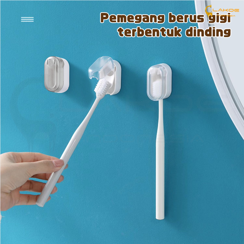 Lakoe Tempat Pelindung Sikat Gigi Rak Sikat Gigi Terpasang di Dinding Tooth Brush Organizer
