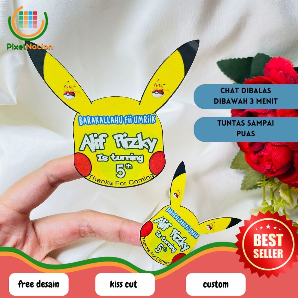 

PiNat Sticker Karakter Ulang Tahun Taun Anak Stiker Hampers Ultah Birthday Bentuk Custom Uk.Besar