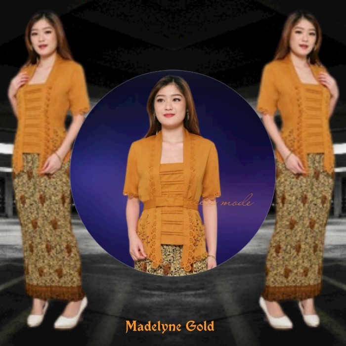 

Kebaya Kutu Baru Modern lengan pendek wanita katun laser import - Madelyne Mustar, M