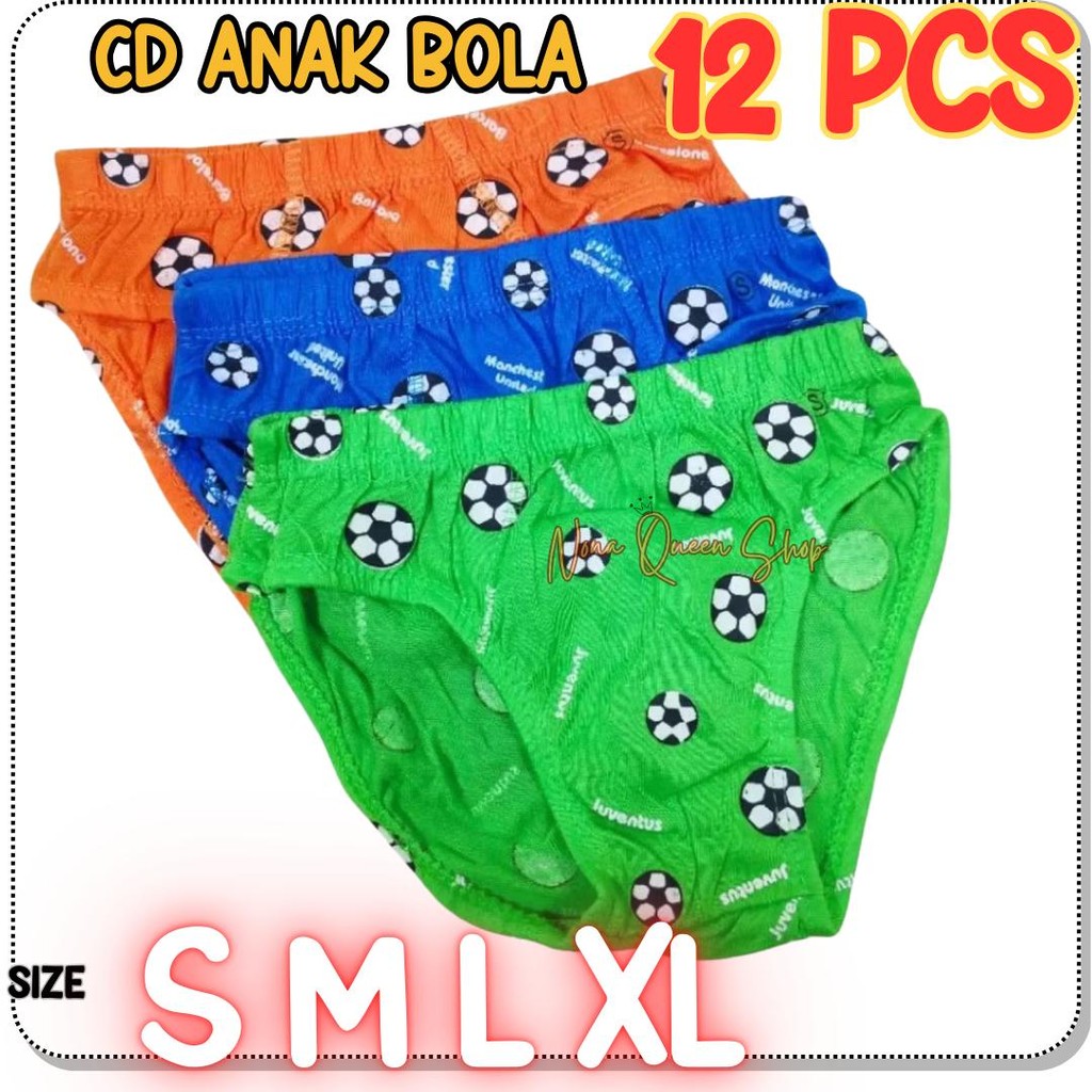 Selusin 12 Pcs Celana Dalam Anak Cowok Motif Bola CD Anak Cowok Paud TK SD