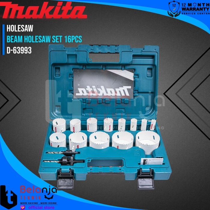 Makita Beam Holesaw Set 16Pcs Mata Bor Pelubang Kayu Pipa Pvc Hole Saw
