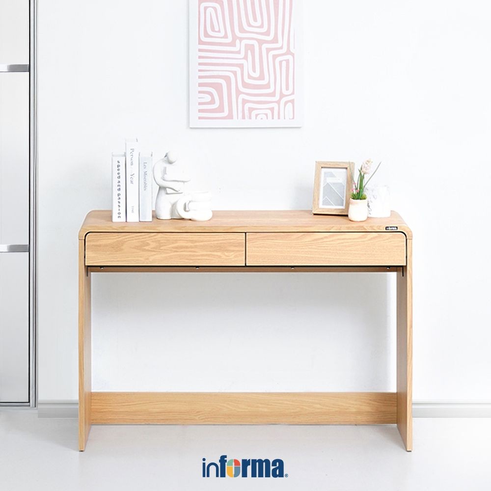 Informa Raphael Meja Konsol - Cokelat Oak Console Table Meja Ruang Tamu Serbaguna Furniture Rumah Ae