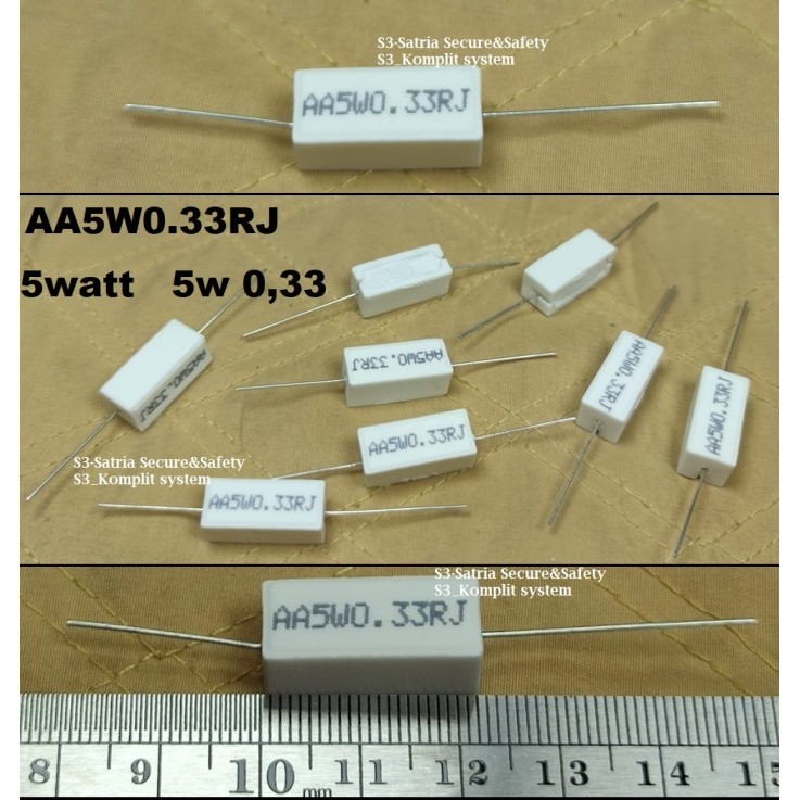 Resistor 5watt 5w 0,33 AA5W0.33RJ 0.33 0R33J 0R33 5w0,33RJ 5w0,33J R33