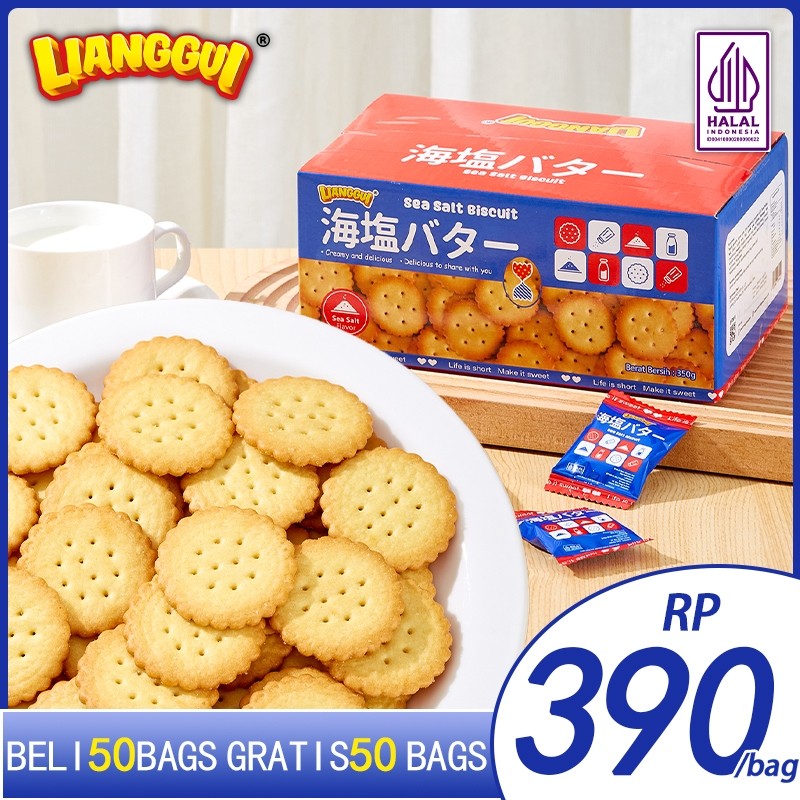 

Beli 50 Get 50 Seasalt Biscuit Halal Cemilan Renyah Gurih,Cocok untuk Sarapan, Lianggui
