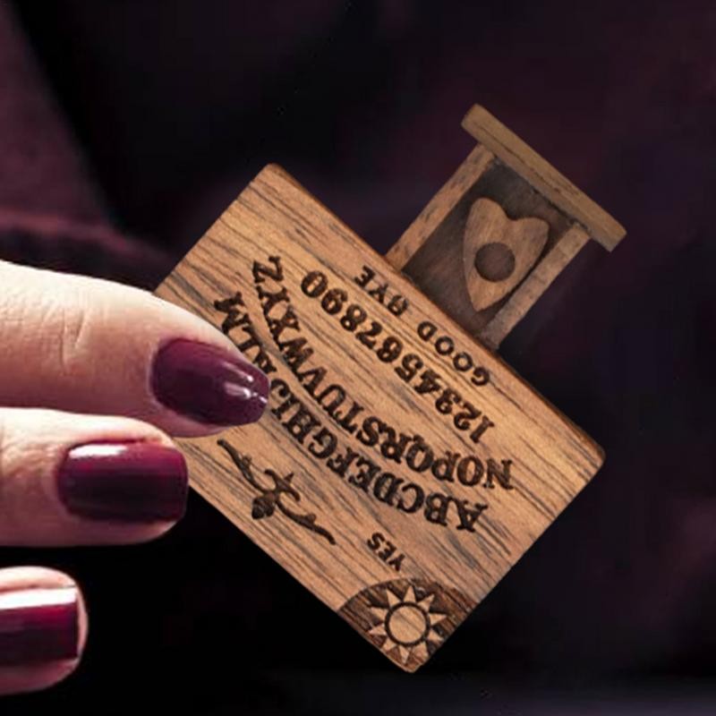 Mini Ouija Board Game Wooden Ouija Board Alphabet Vintage with Planchette Miniature Board Divination