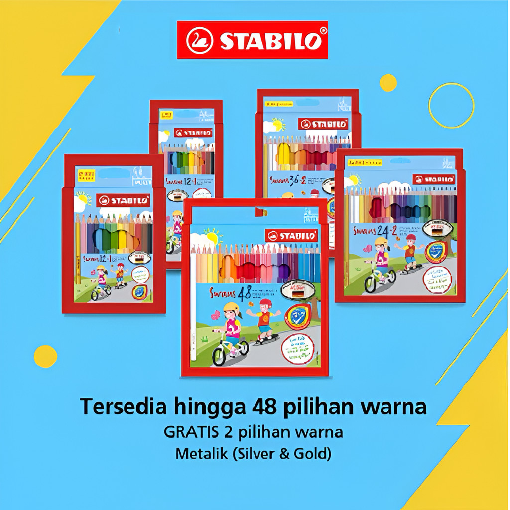 

STABILO Swans Colored Pencils / Pensil Warna 12+1 / 24+2 /36+2 / 48 BONUS Warna Silver & Gold