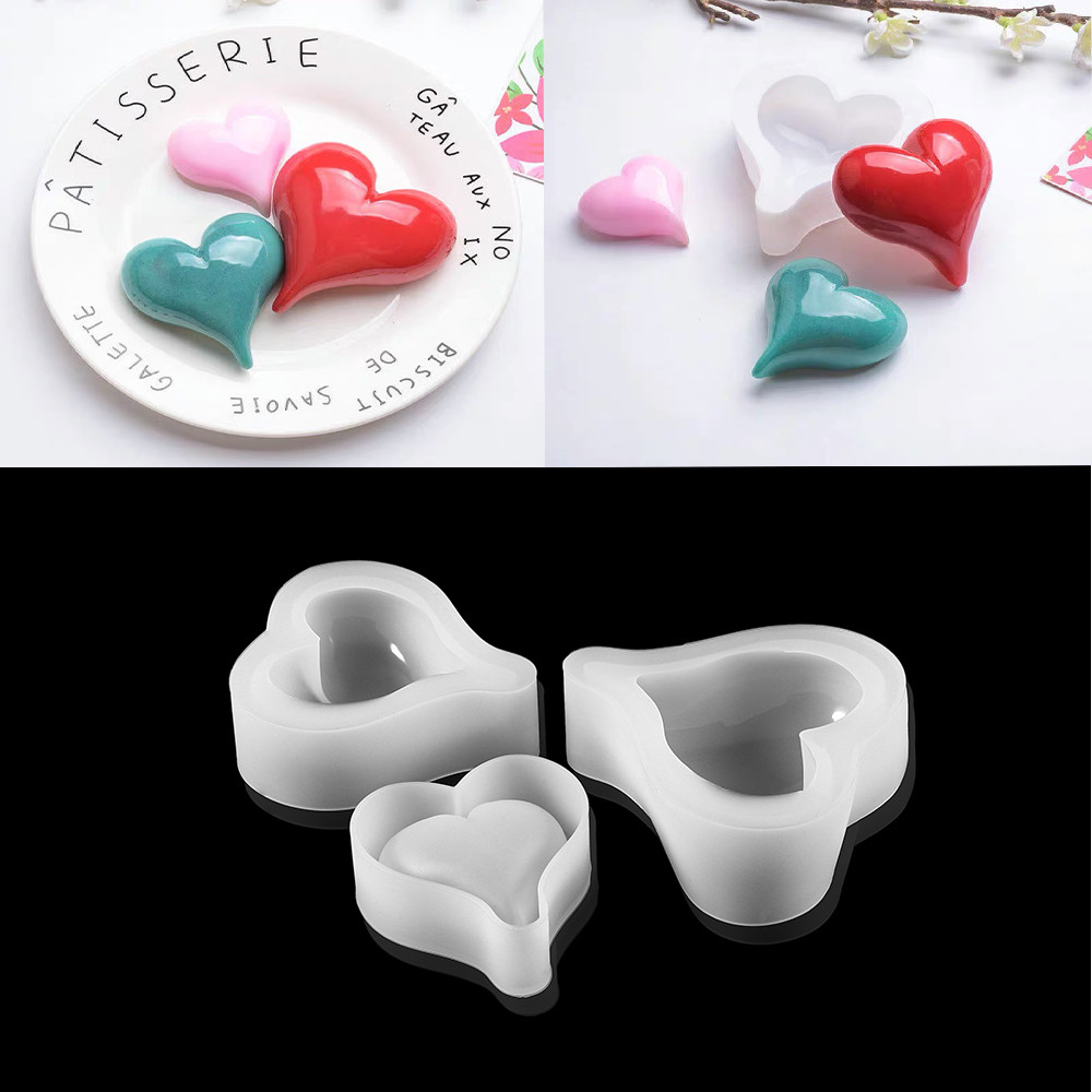 

3D Love Heart Shape Silicone Molds Cake Pudding Decoration Epoxy Resin Molds For DIY Jewelry Making Resin Crafts Accessories