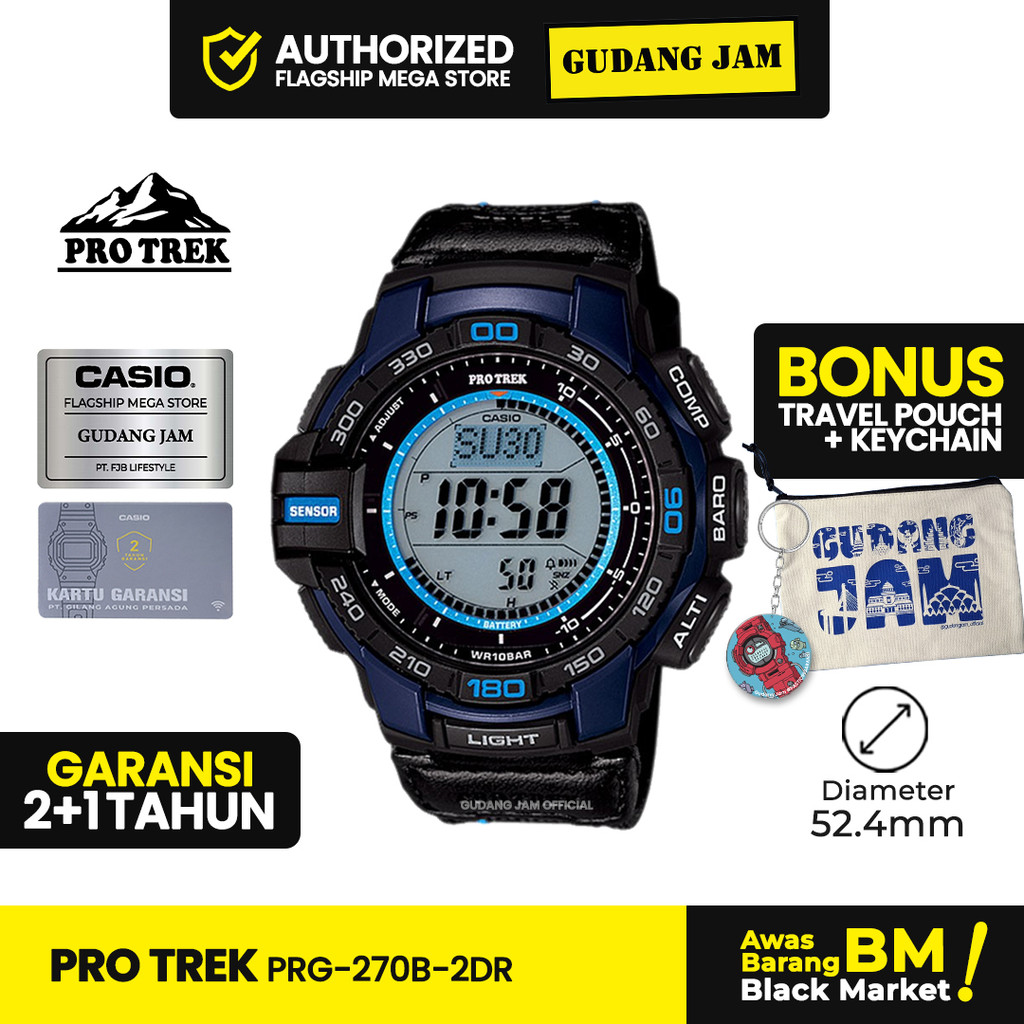 Jam Tangan Pria Digital ProTrek PRG-270B-2DR Black Blue