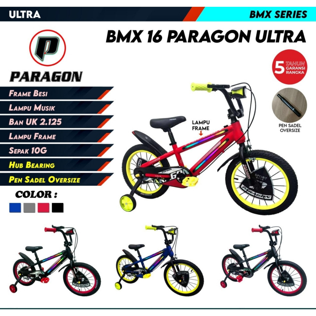 Paragon Sepeda Anak BMX Ultra 16 18 20 INCH LAMPU NYALA NEW MODEL PARAGON