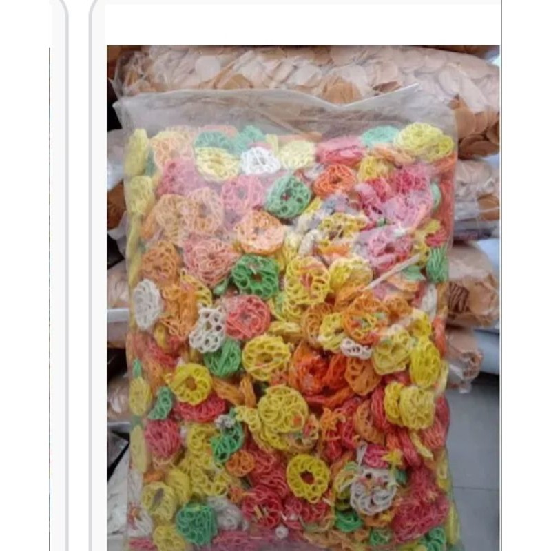 

Kerupuk Mawar Warna Warni 5Kg /Kerupuk kriting Mawar warna warni 5 kg/Kerupuk mawar warna 5 kg / Matahari Warna 5kg Promo COD