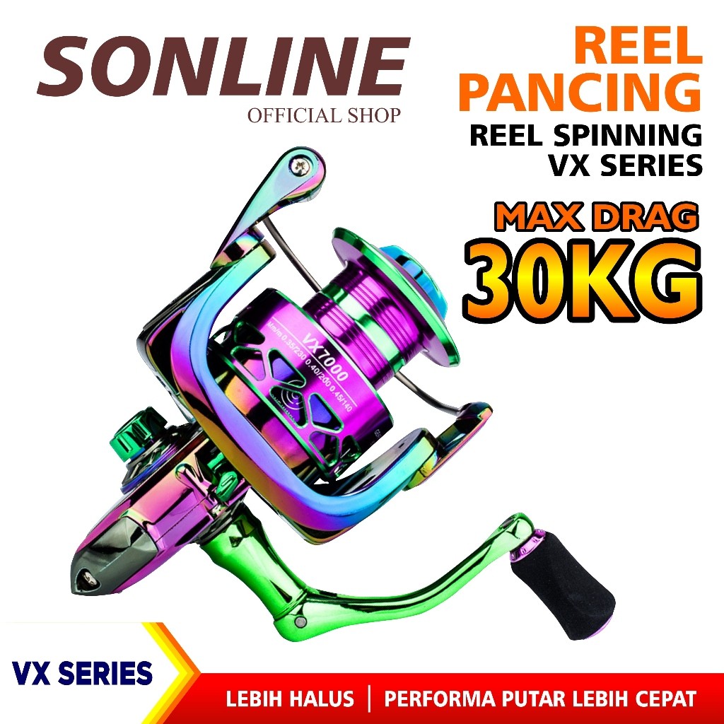 SONLINE - Reel Pancing Spinning Laut Full Besi Reel VX1000-7000 Gulungan Pancing Kuat Reel Pancing L