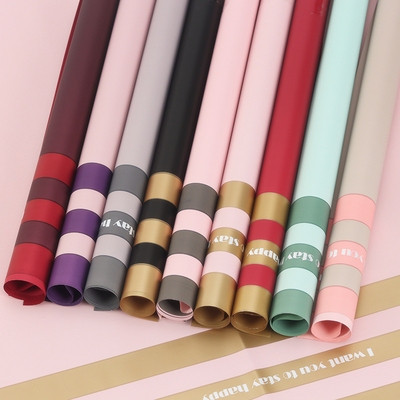 

20 LEMBAR Flower Wrapping Paper Gold Line Double Frame Cellophane Kertas Buket Hand Bouquet KB086