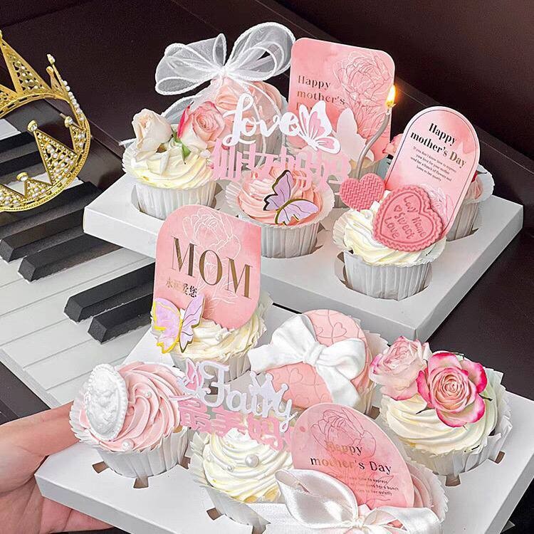 

Box Tenteng Cupcake/Topper Mother's Day/ Transparent Box Cupcake Tenteng