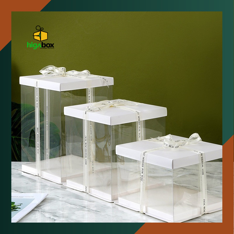 

[ KHUSUS INSTAN ] Kotak kado transparan / Box mika transparan / Box Kue Mika / Box Kue Tart mika / Box kue mika | BN02