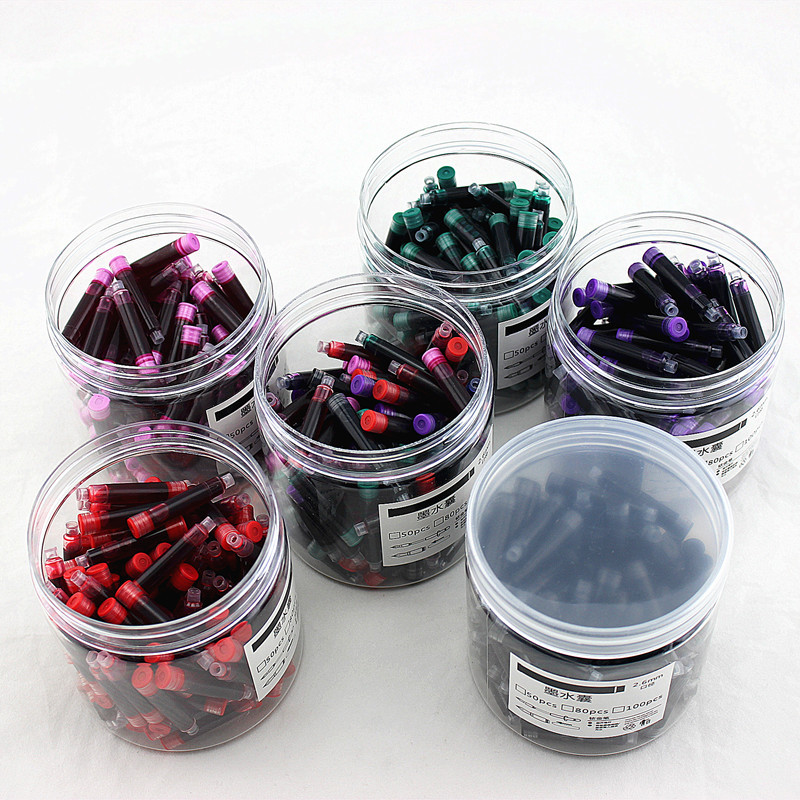 

50pcs Fountain pen Color ink cartridge value box 2.6mm international standard refill Stationery Office school A6612