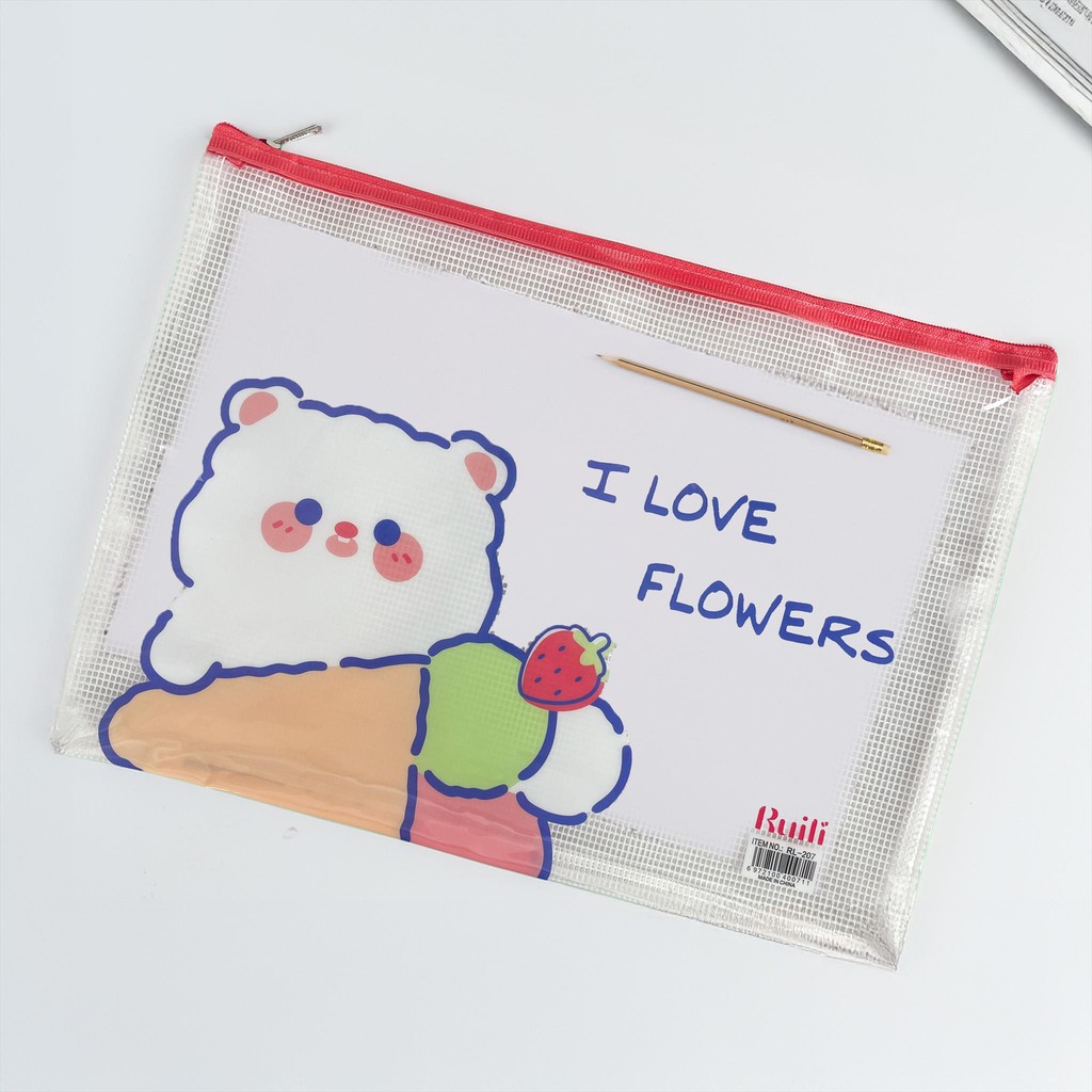 

NA Tas Dokumen Serbaguna A4 Motif Gambar Karakter / Map Zipper File Bag Jaring / Organizer Kertas