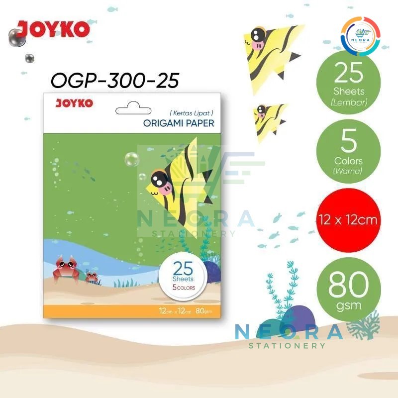 

Joyko Origami Kertas Paper 12x12cm OGP 300-25 | @1 Pad 25 Lbr
