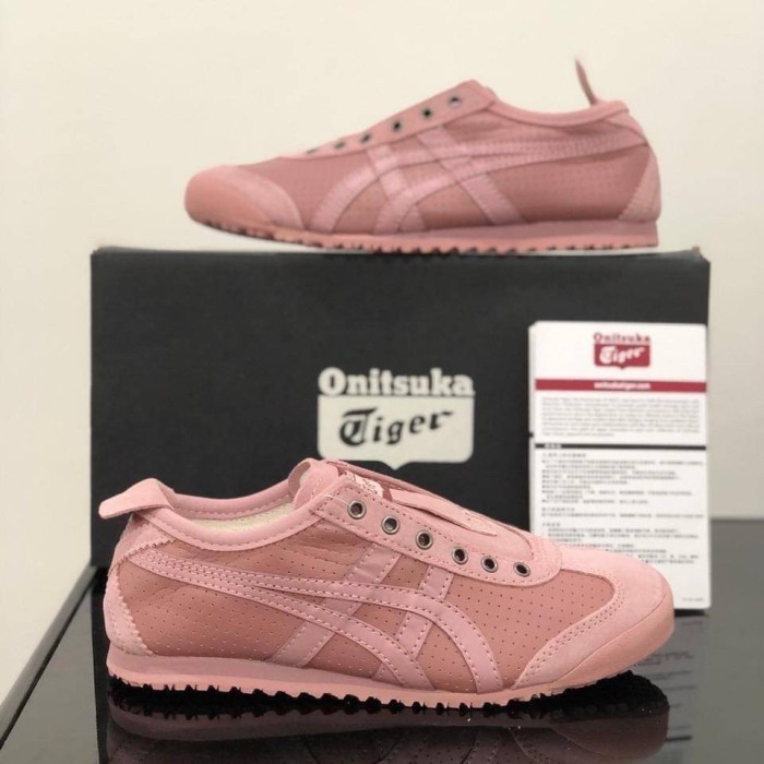 Onitsuka Slip On Wanita Leather Ash Rose ORIGINAL Free Paperbag