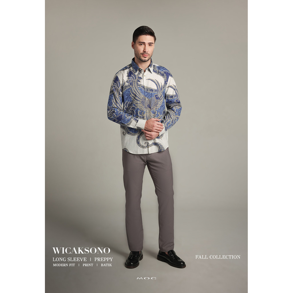 MOC - Kemeja Batik Pria Lengan Panjang Wicaksono - Blue