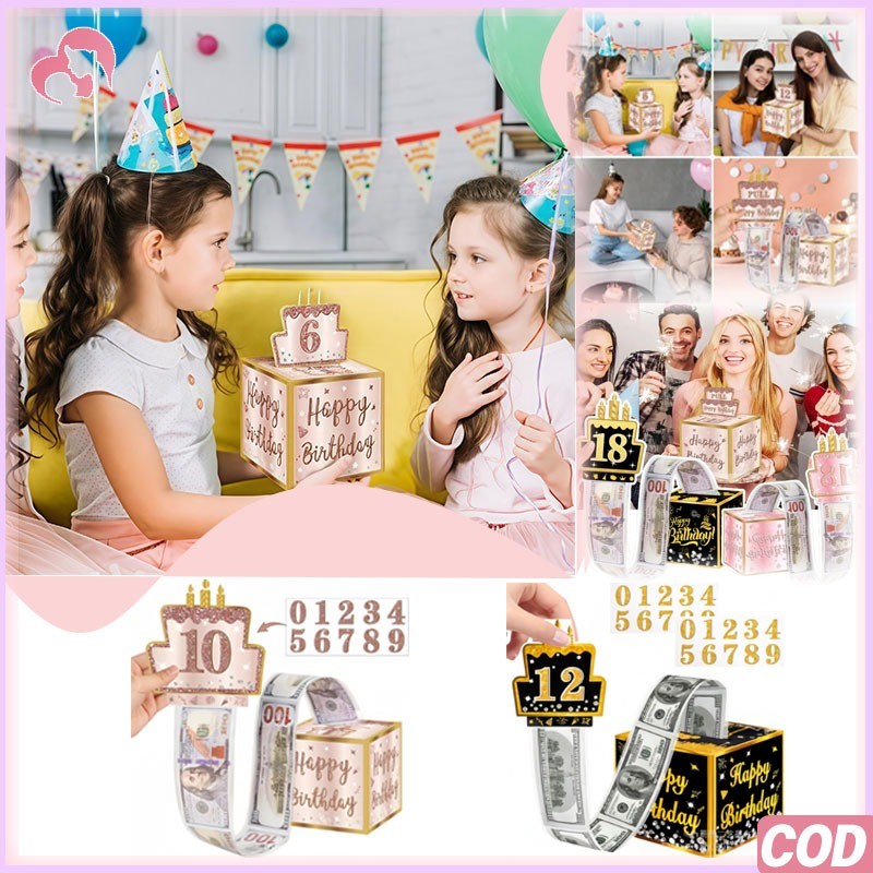 Suprise Box Ulang Tahun  DIY Surprise Money Box Kotak Untuk Kue Tarik Uang  Tarik Untuk Anak-anak Ul