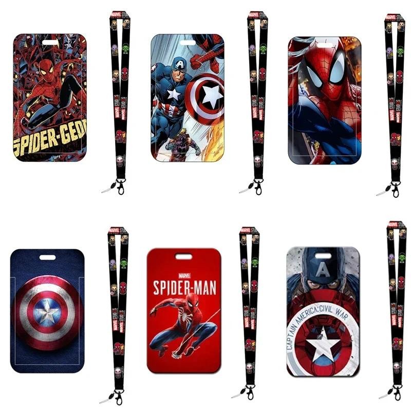 

Disney ID Card Holder Lanyards Men Business Neck Strap Credit Card Case Boy Superhero Badge Holder Retractable Clip