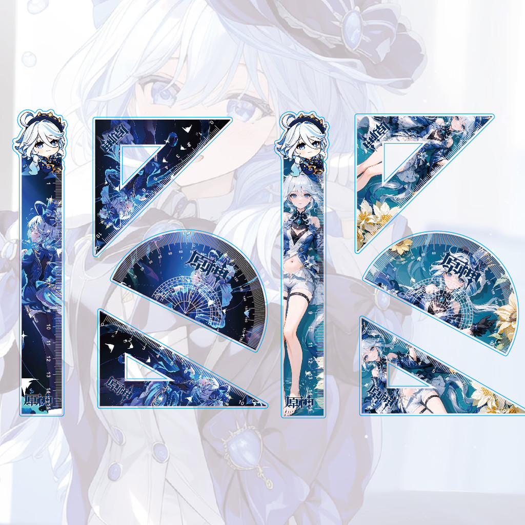 

Game Cartoon Genshin Impact Ruler Set Cute Cartoon Students Stationery Focalors Furina de Fontaine Triangle Protractor Set Gift