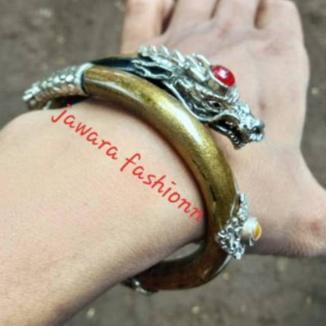 GELANG AKAR BAHAR KUNING EMAS VARIASI NAGA PERAK