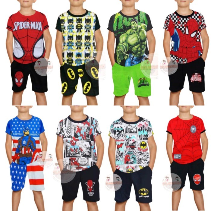 ✨LARIS✨ -STELAN PENDEK ANAK HARIAN BAJU SANTAI ANAK LAKI-LAKI SETELAN ANAK COWO - SPIDER MATA, 2-3 t