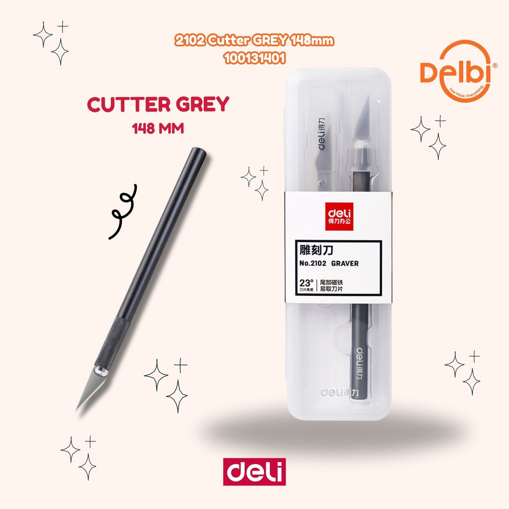 

Deli Graver / Cutter Ukir Bahan Metal, Dengan Refill 10pcs 2102 2102 Cutter GREY 148mm