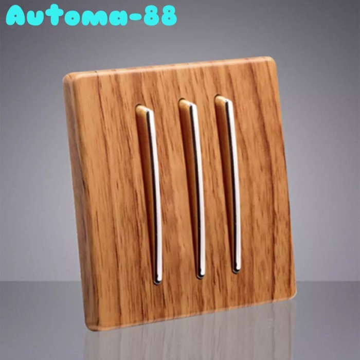 DM99 Saklar Dinding hotel rumah 3 gang tombol wood art kayu bukan schneider
