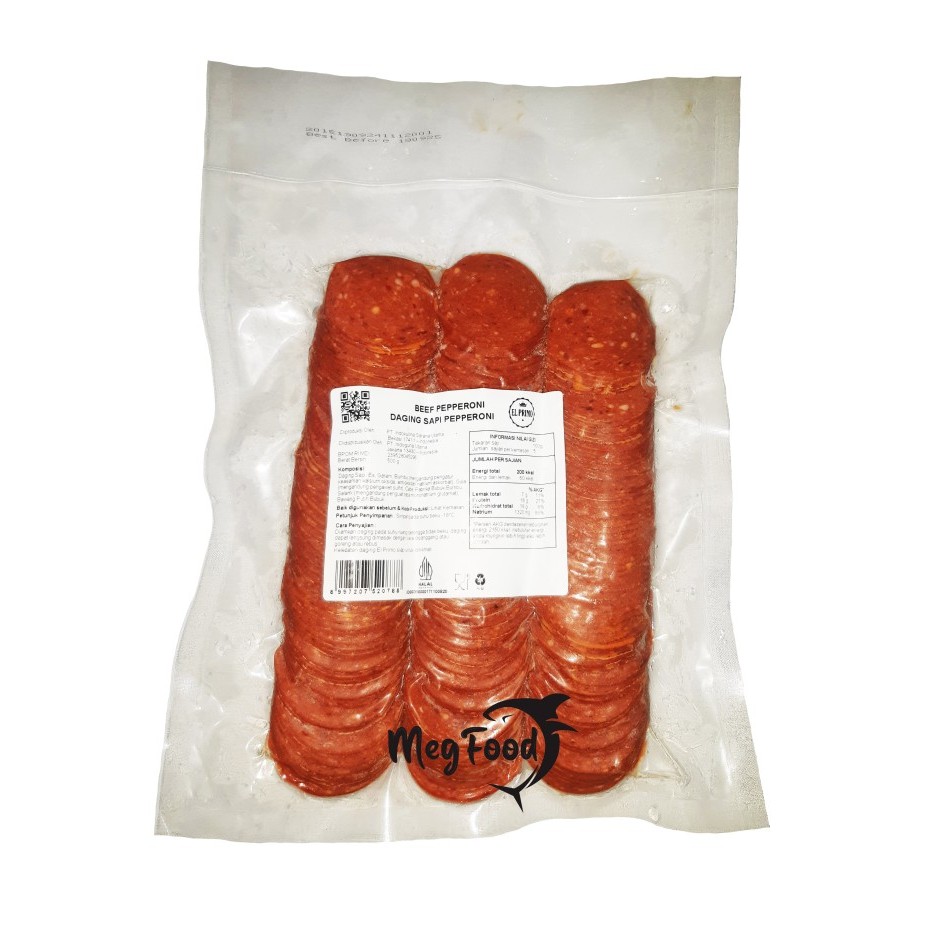 

El Primo Beef Pepperoni | Daging Sapi Pepperoni Premium 500 Gram