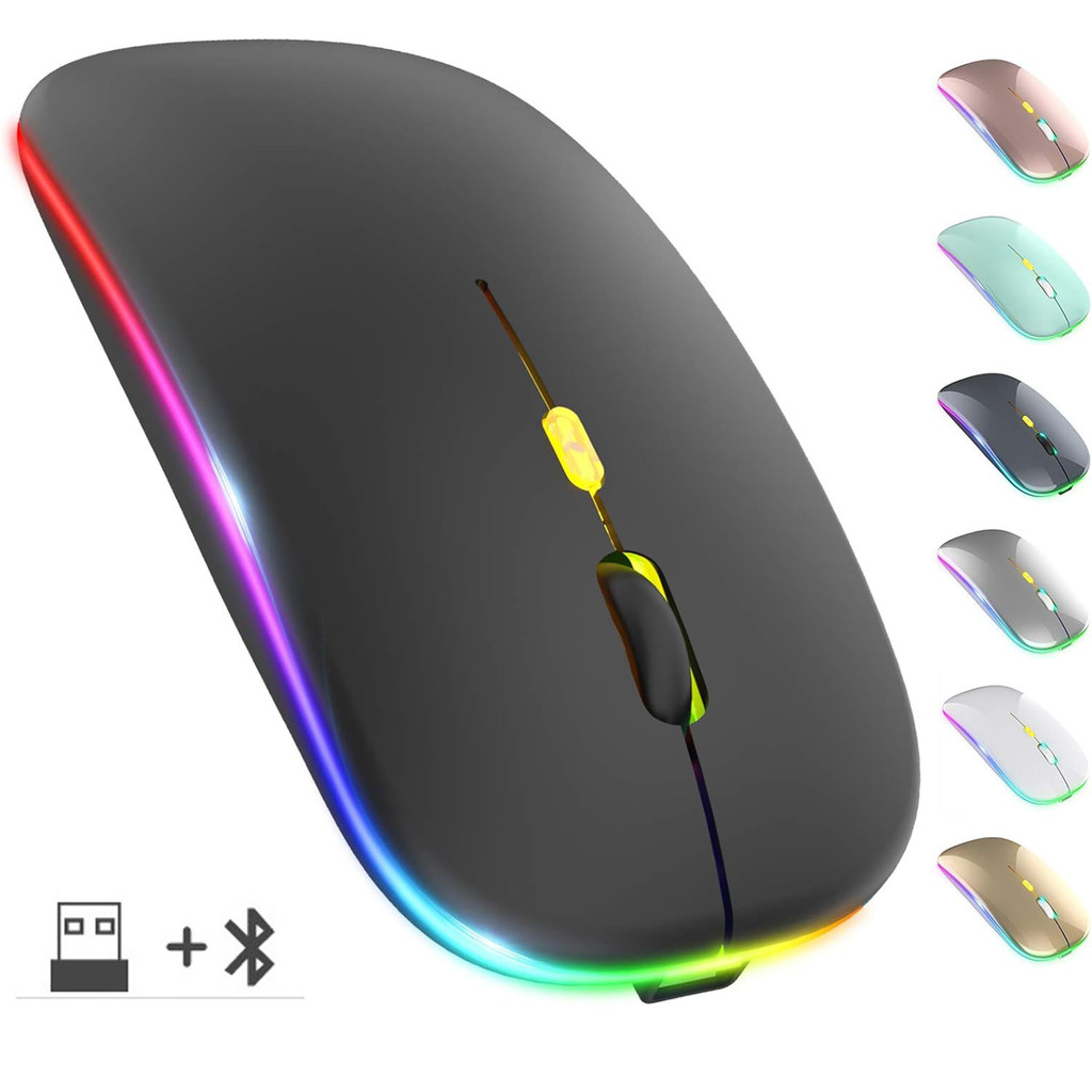 

Wireless Mouse RGB Rechargeable Bluetooth Mice Wireless Computer Mause LED Backlit Ergonomic Gaming Mouse for Laptop PC