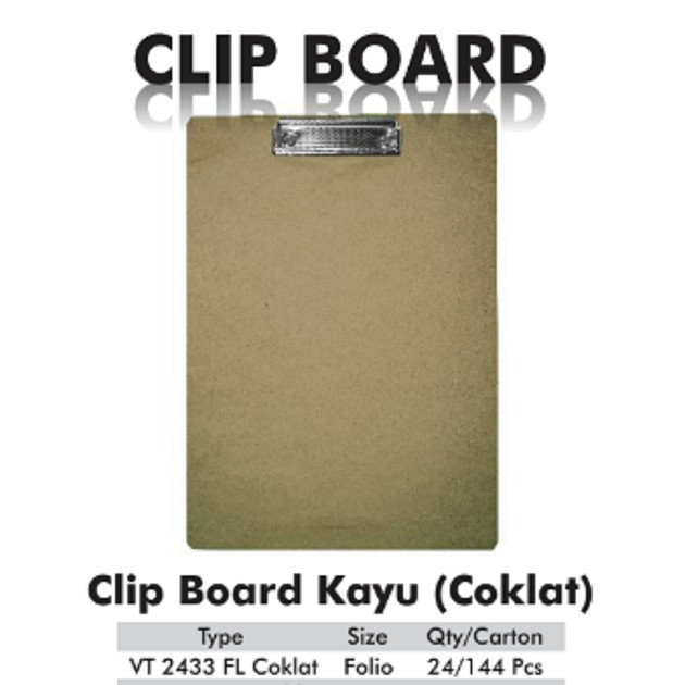 

V-TEC CLIPBOARD KAYU VT-2433 FOLIO COKLAT
