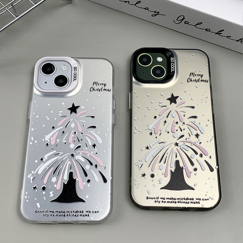 Casing Ponsel Pohon Natal Kembang Api Lucu Sederhana Case Hp Iphone 11 Pro Max Xs Xr 12 13 14 15 Plu