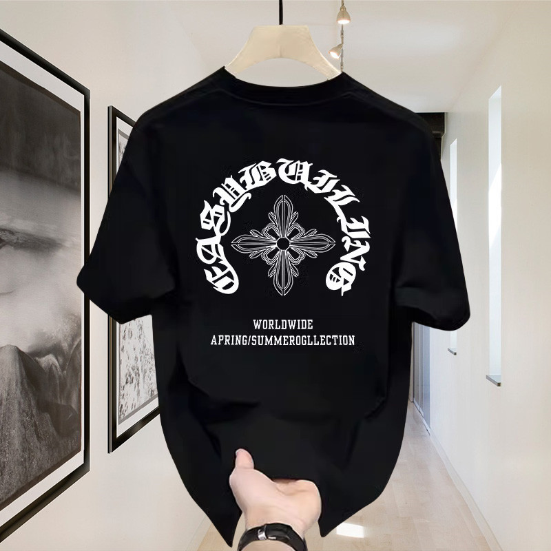 Outlets Chrome Hearts Heavyweight 100% Cotton Boxy Fit T Shirt Pria Wanita Kaos Graphic Tee - Offici