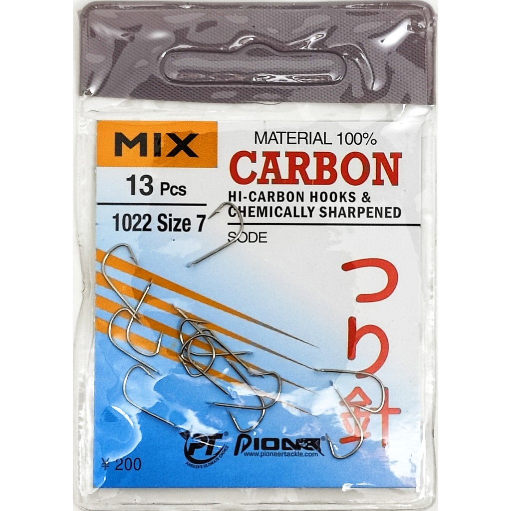 Kail Pancing Pioneer Mix Carbon 1022 Sode Tanpa Lubang (No.0,8 - No.12) Perbungkus