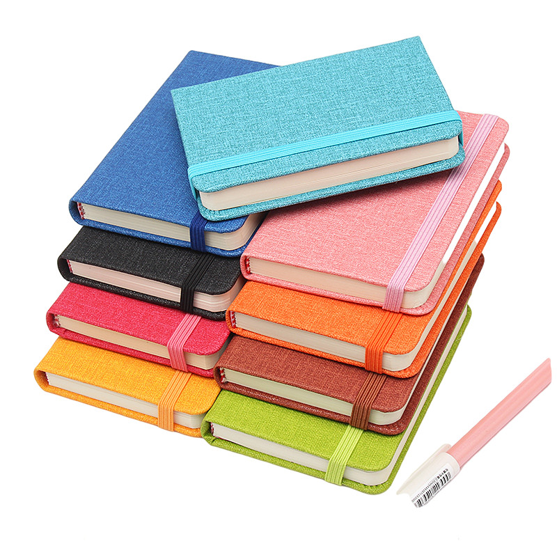 

Linen pattern blank page A7 mini small notebook strap Notepad pocket small blank paper book bookkeeping mini portable
