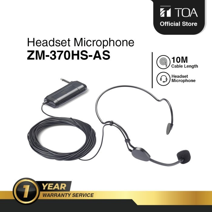 TOA ZM-370HS-AS ZM370HS AS ZM 370 HS AS Headset EARSET MIC MIKE MIKROFON MICROFON Microphone