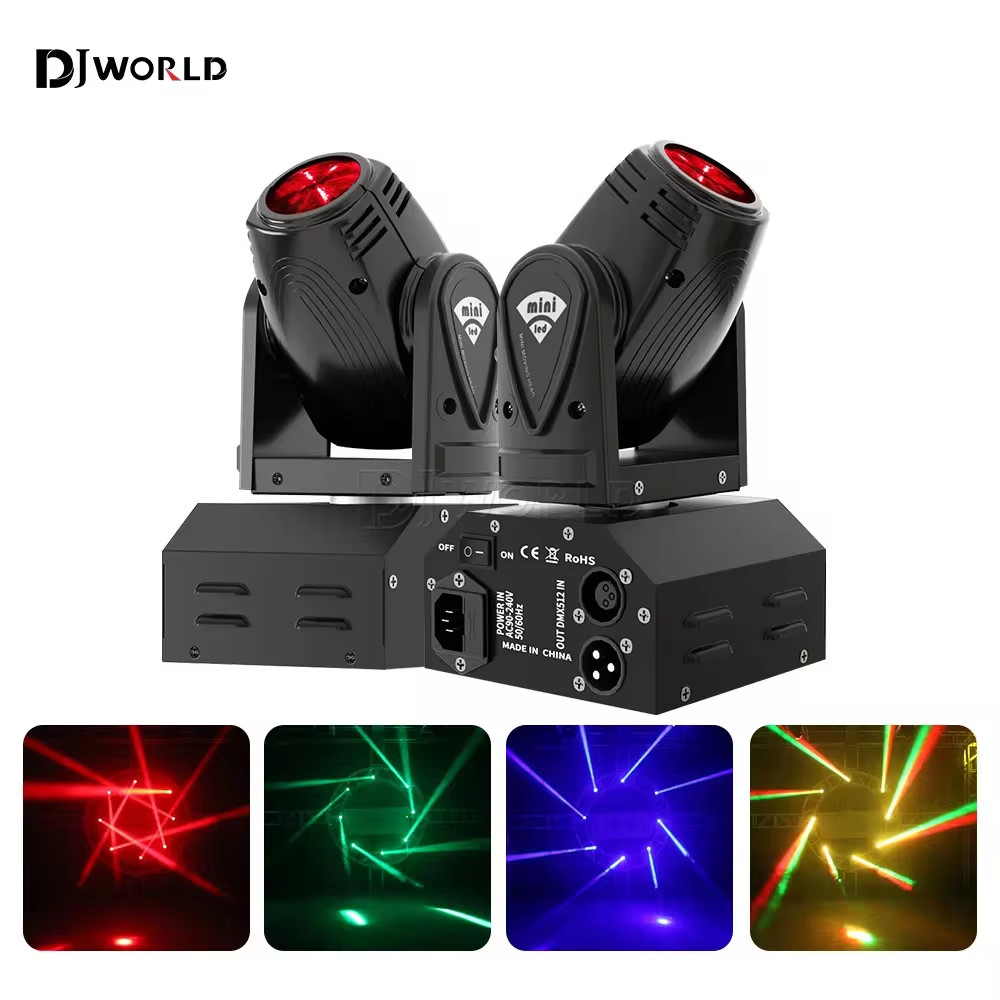 2PCS 10W Mini LED Spot Beam Moving Head Light RGBW 4In1 DMX512 Stage Light Effect Stroboscope For Li